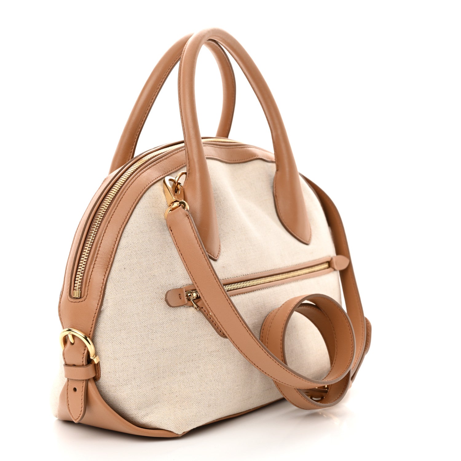 Salvatore Ferragamo Canvas Calfskin Fiamma Bag Sienne 3 of 10