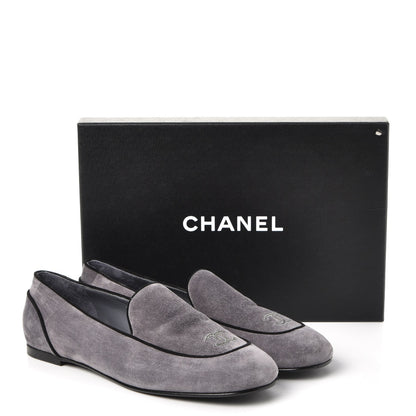 Chanel Suede Calfskin Mocassin CC Flats 41 Grey 9 of 9