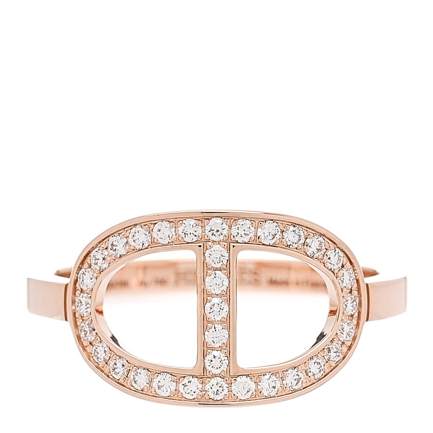 18K Rose Gold Diamond MM Chaine d'Ancre Contour Ring 52 6