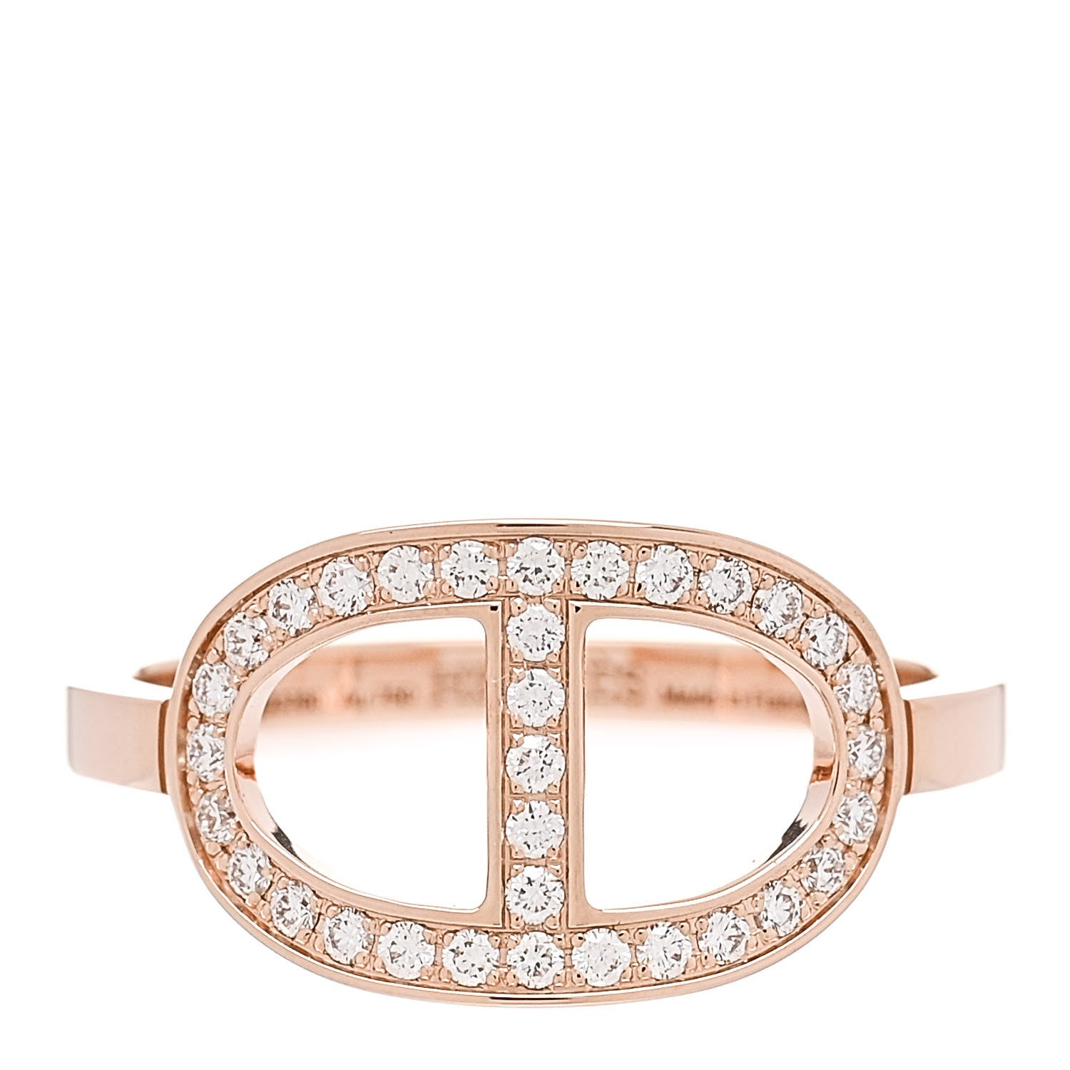 Hermes 18K Rose Gold Diamond MM Chaine d'Ancre Contour Ring 52 6 1 of 6