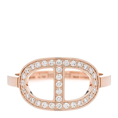 Hermes 18K Rose Gold Diamond MM Chaine d'Ancre Contour Ring 52 6 1 of 6