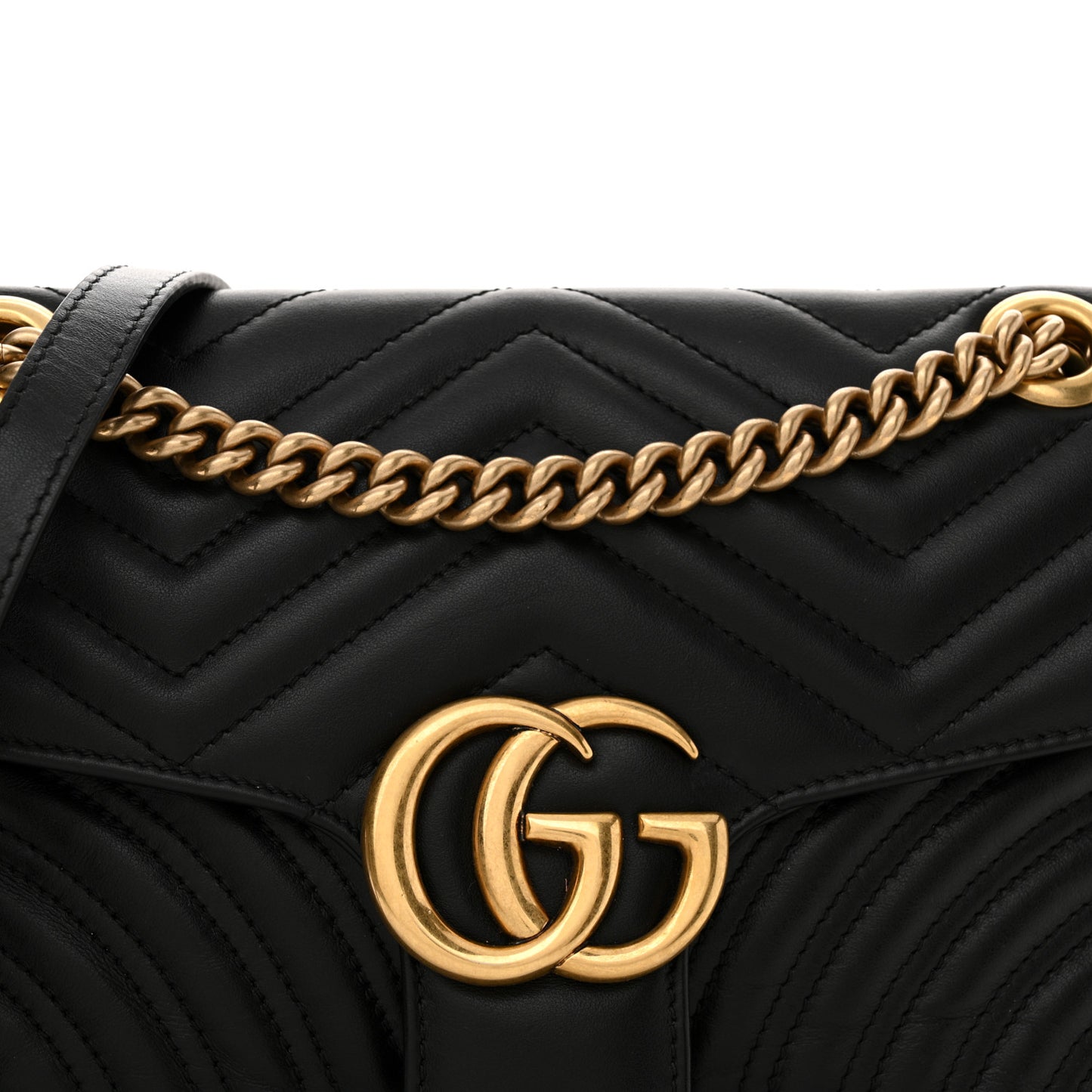 Calfskin Matelasse Small GG Marmont Shoulder Bag Black