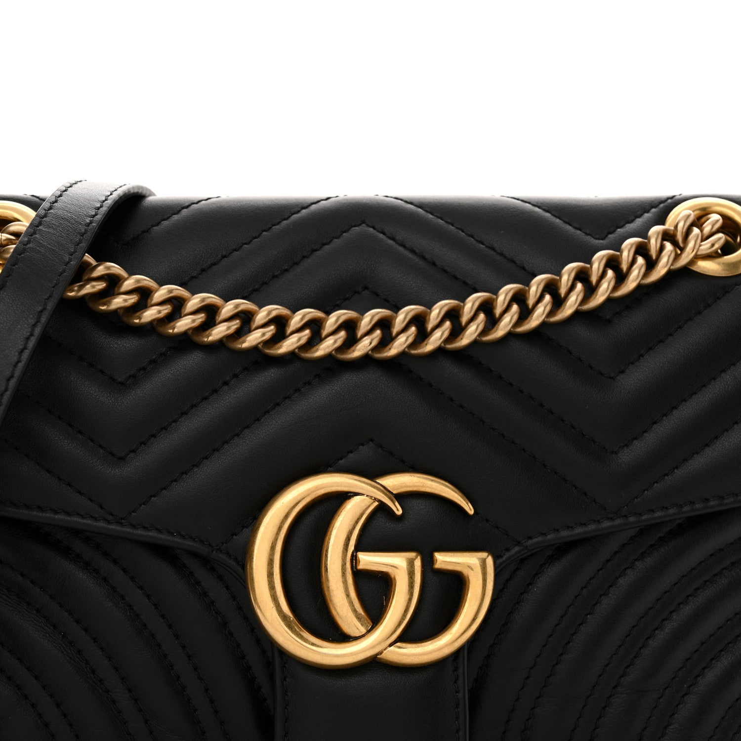 Gucci Calfskin Matelasse Small GG Marmont Shoulder Bag Black 8 of 10