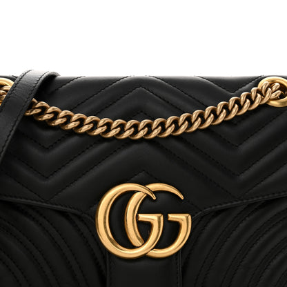 Gucci Calfskin Matelasse Small GG Marmont Shoulder Bag Black 8 of 10