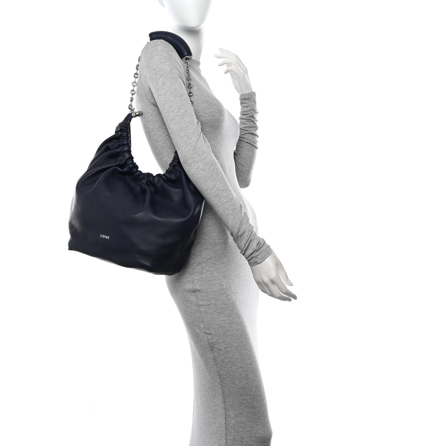 Buttery Nappa Lambskin Medium Squeeze Bag Abyss Blue