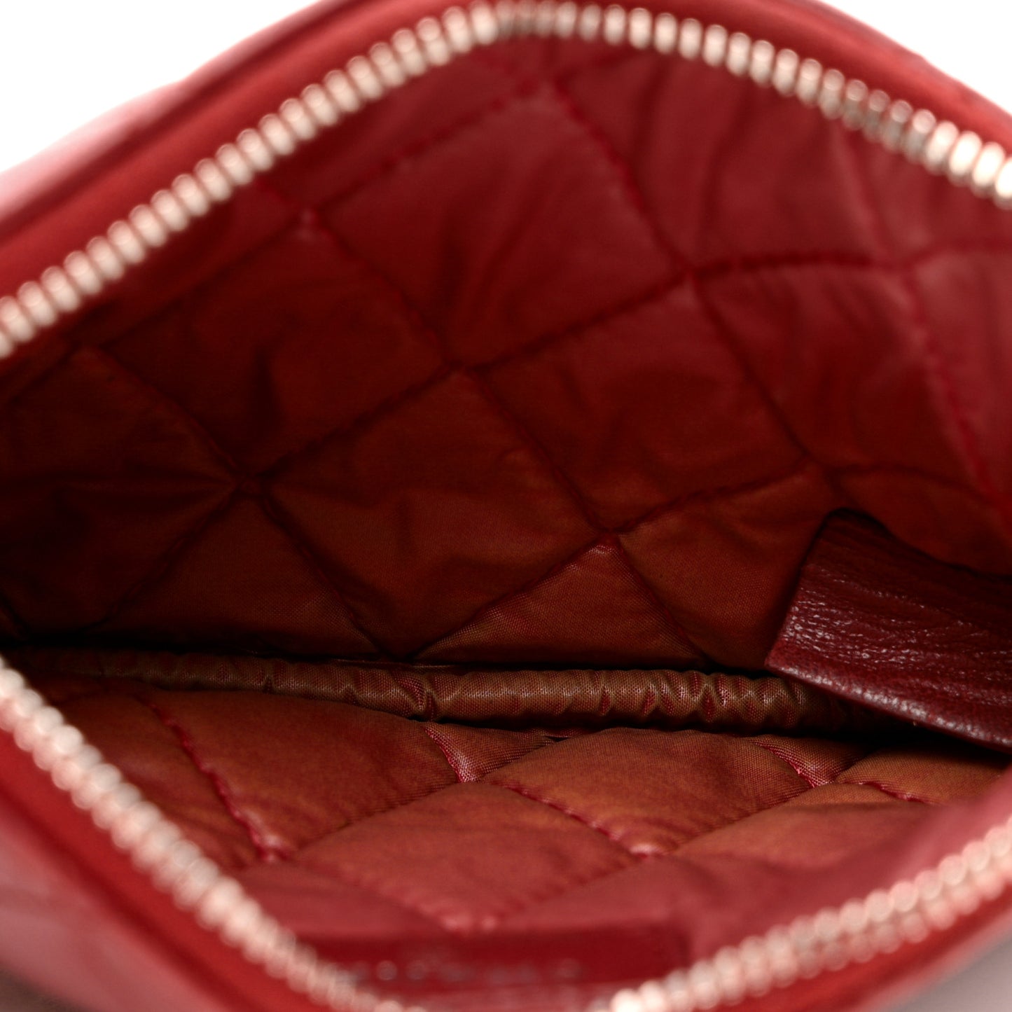 Lambskin Quilted Small Cosmetic Case Red