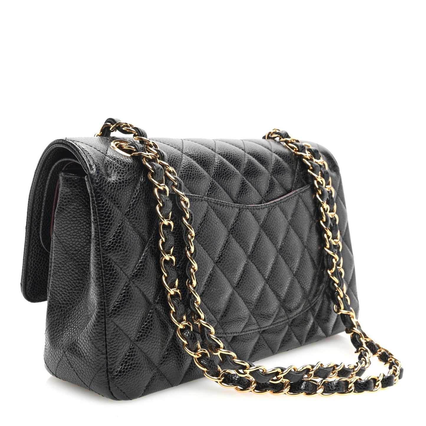 Caviar Quilted Medium Double Flap Black