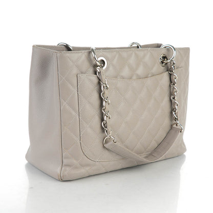 Chanel Caviar Quilted Grand Shopping Tote GST Light Grey 2 of 7