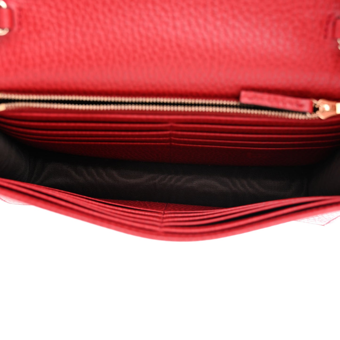 Dollar Calfskin Interlocking G Chain Wallet Red