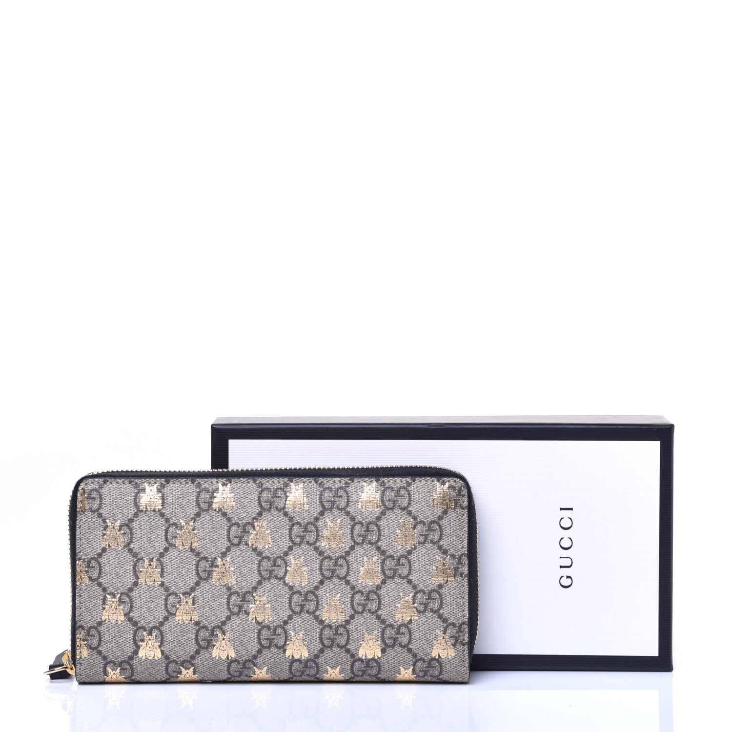Gucci GG Supreme Monogram Bees Zip Around Wallet 9 of 11