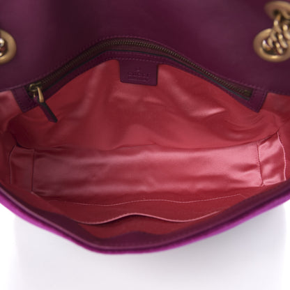 Gucci Velvet Matelasse Loved Embroidered Medium GG Marmont Shoulder Bag Fuchsia Violet Cyclamen 5 of 10
