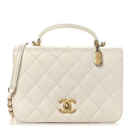Chanel Caviar Quilted Mini Top Handle Flap White 1 of 12