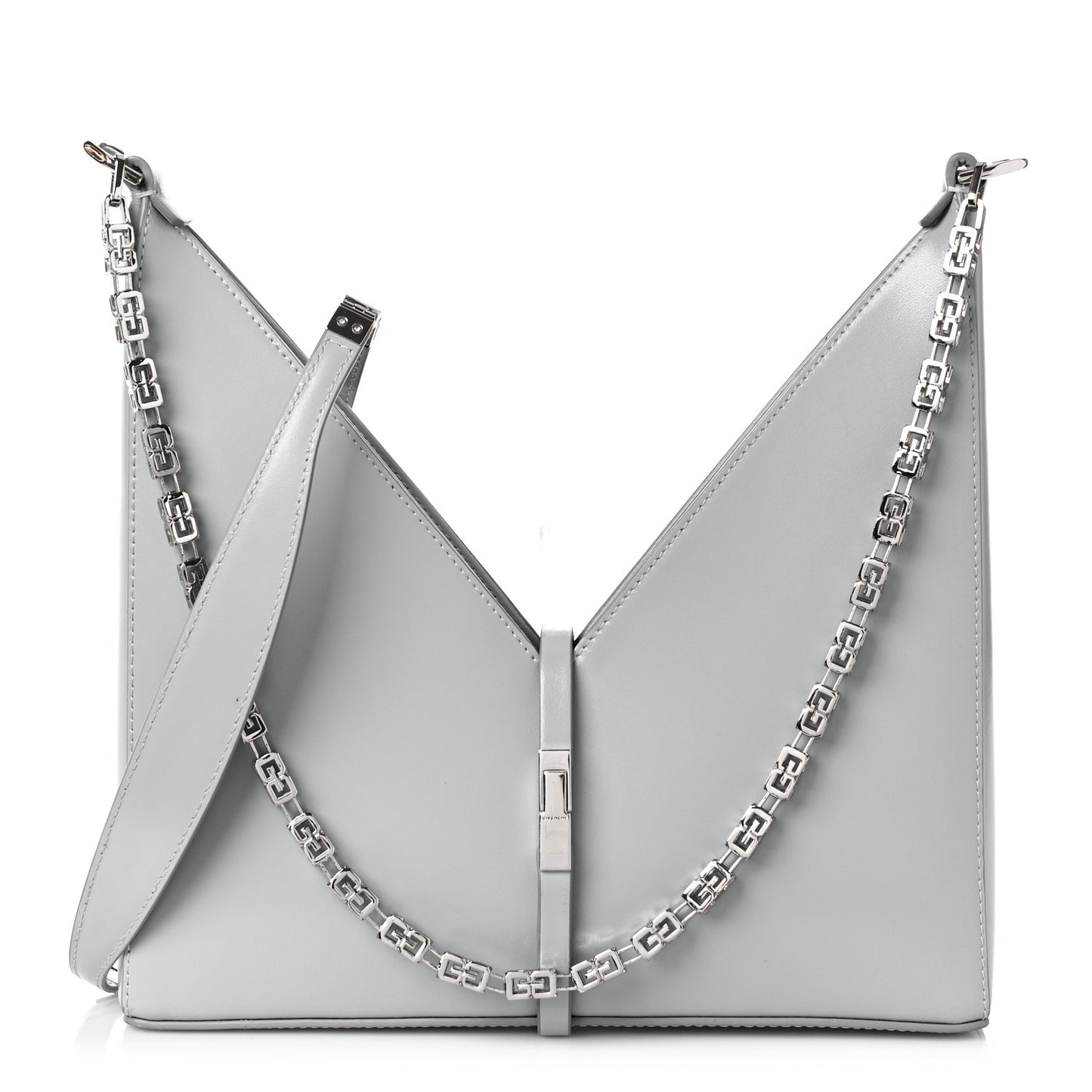 Box Calfskin Small Cut Out Shoulder Bag Cloud Grey
