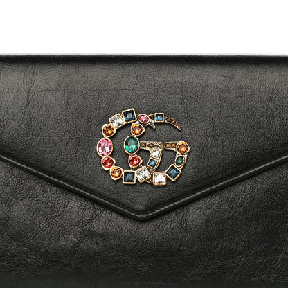 Gucci Calfskin Crystal GG Broadway Envelope Clutch Black 8 of 11