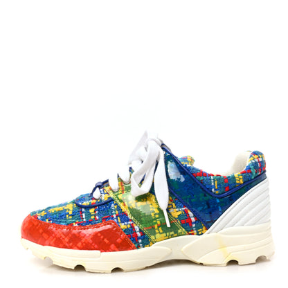 Chanel Tweed PVC Calfskin Sneakers 36 Red Yellow Blue 1 of 8