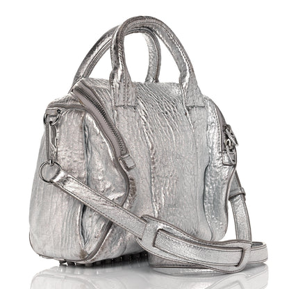 Alexander Wang Metallic Pebbled Lambskin Rockie Rhodium Silver 3 of 17