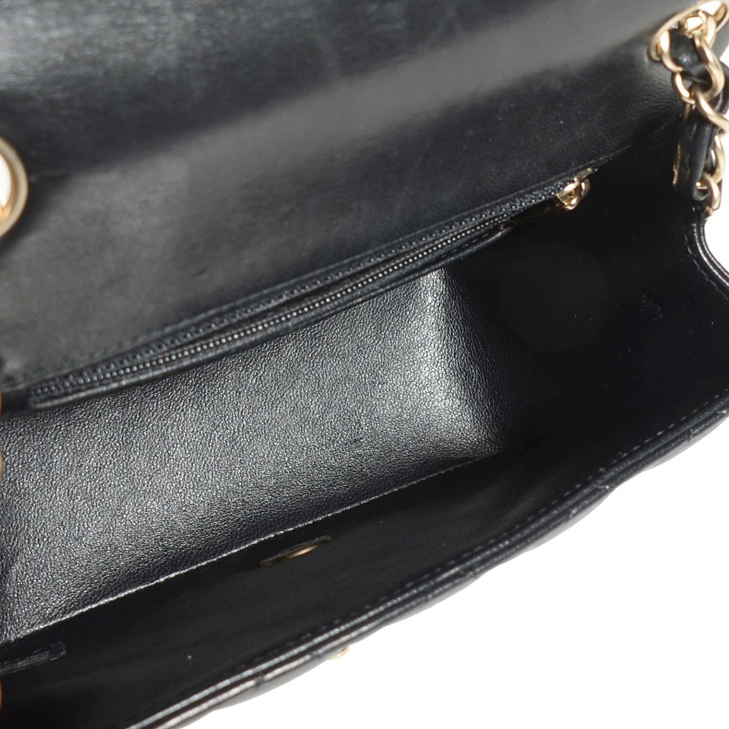 Lambskin Quilted Mini Square Flap Black