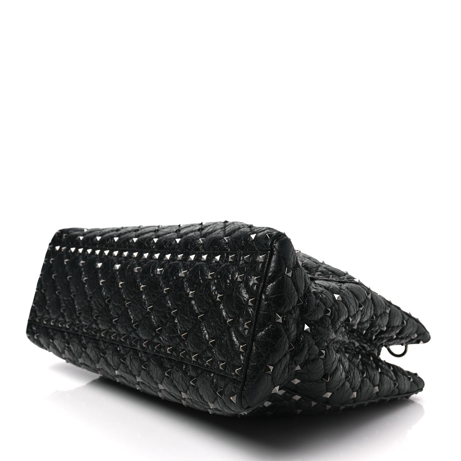 Valentino Garavani Craquele Nappa Rockstud Spike Shoulder Tote Black 7 of 8