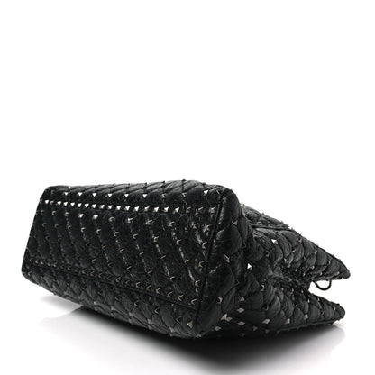 Valentino Garavani Craquele Nappa Rockstud Spike Shoulder Tote Black 7 of 8
