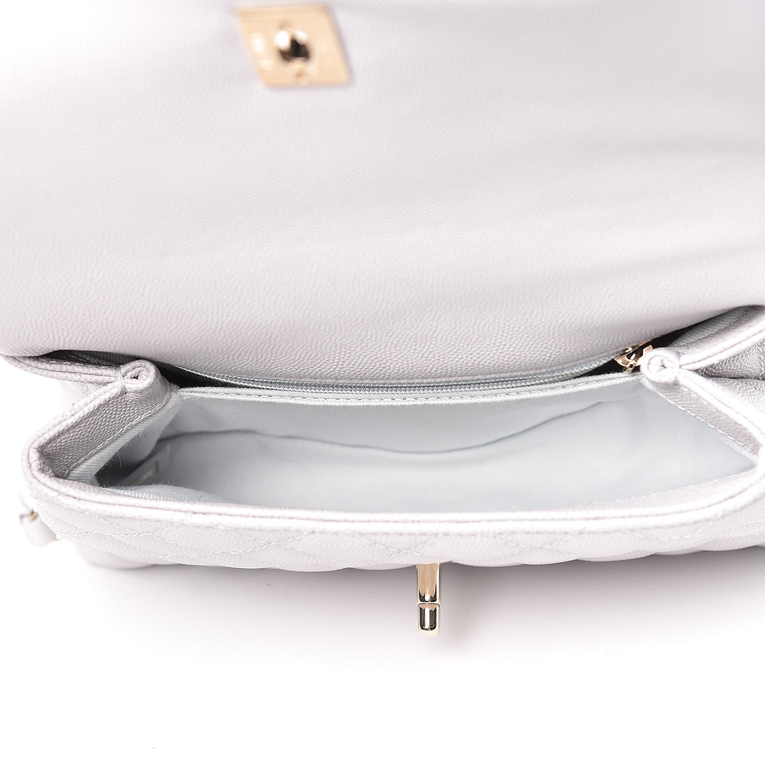Chanel Caviar Quilted Mini Coco Handle Flap Light Grey 5 of 11