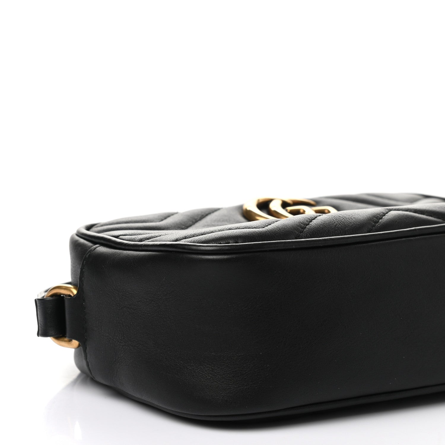 Gucci Calfskin Matelasse Mini GG Marmont Wrist Wallet Hibiscus Black 8 of 10