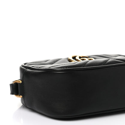 Gucci Calfskin Matelasse Mini GG Marmont Wrist Wallet Hibiscus Black 8 of 10