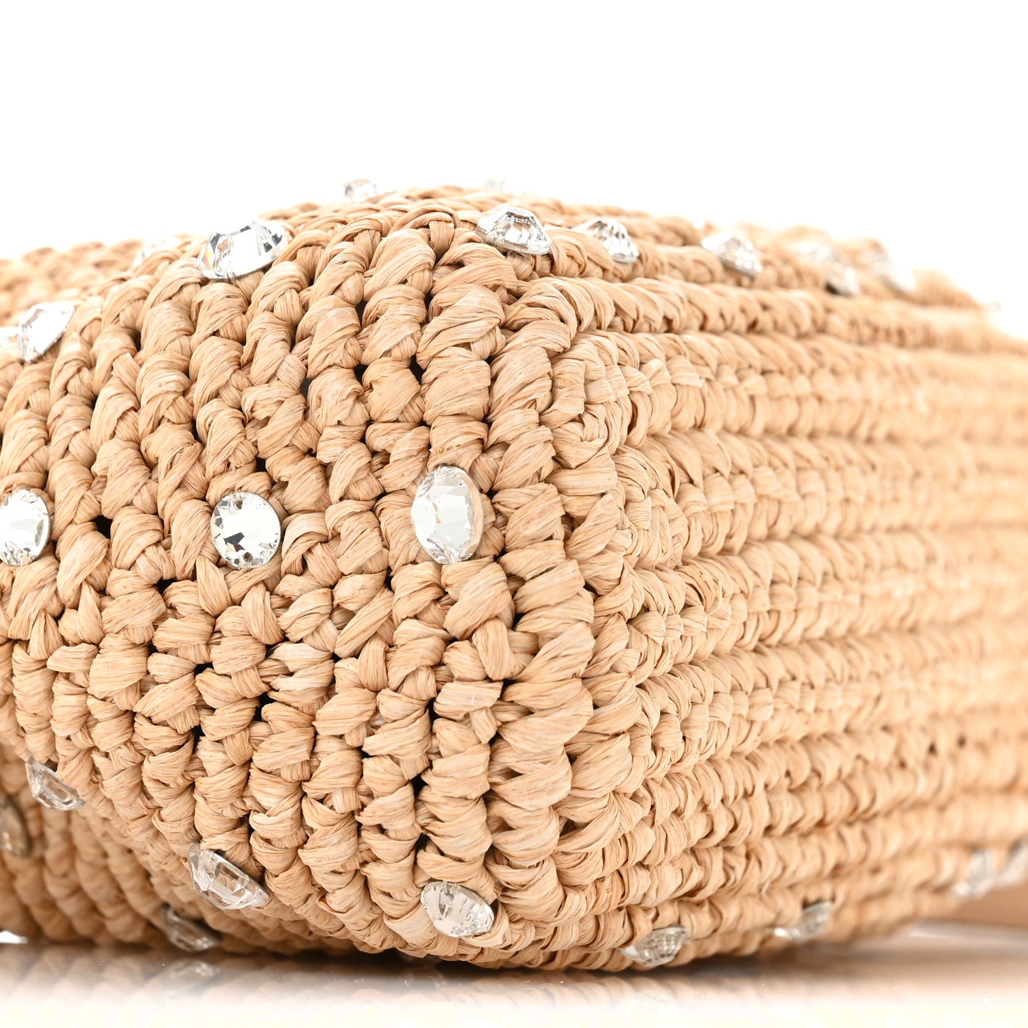 Jimmy Choo Raffia Woven Crystal Small Cinch Bag Natural 8 of 11