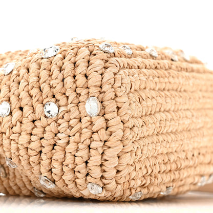 Jimmy Choo Raffia Woven Crystal Small Cinch Bag Natural 8 of 11