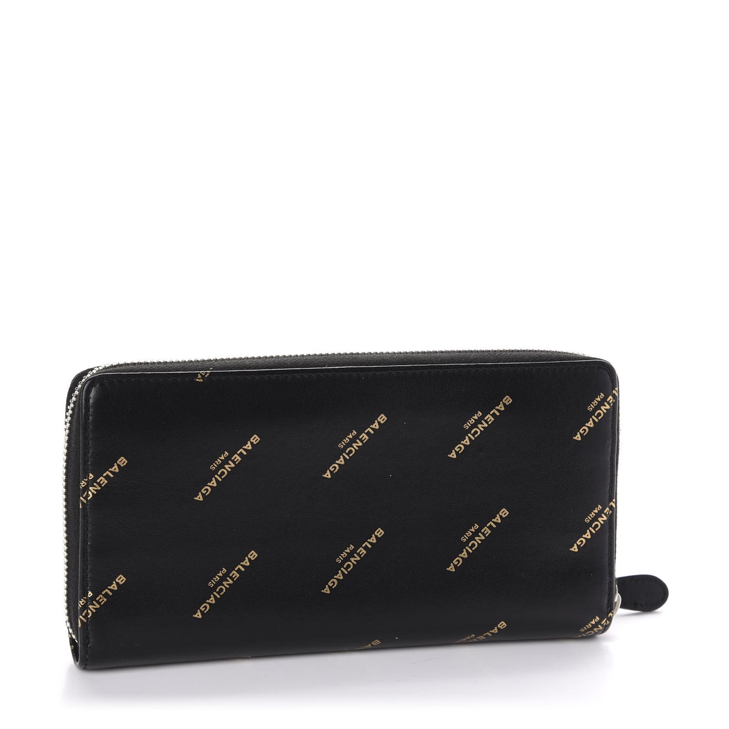 Calfskin Allover Logo Bazar Continental Zip Around Wallet Black Gold