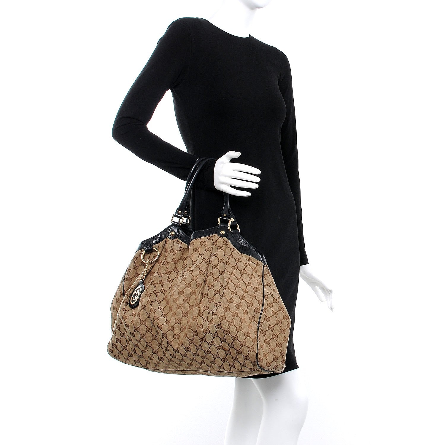 Gucci Monogram Large Sukey Tote Beige Ebony Black 2 of 7