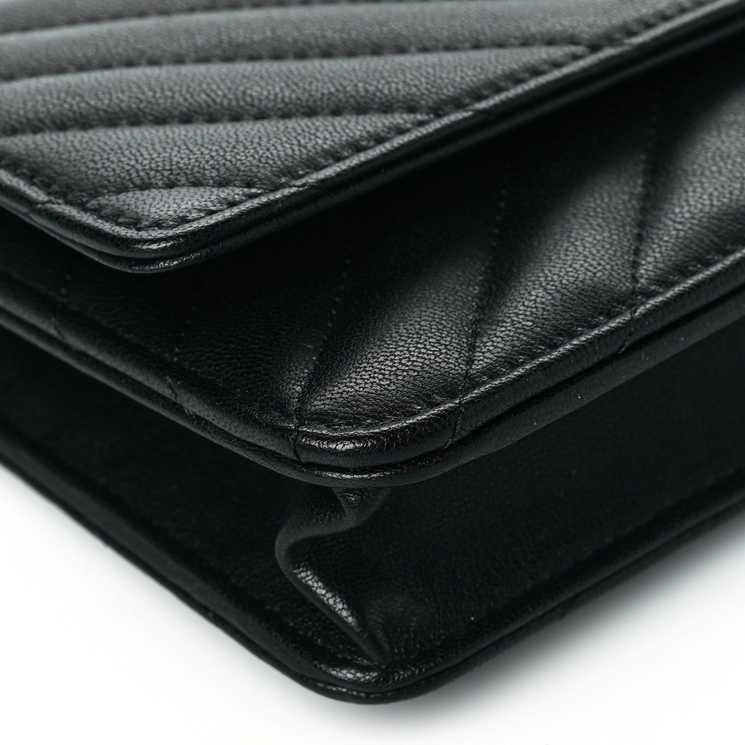 Chanel Sheepskin Chevron Reissue Wallet On Chain WOC So Black 10 of 12