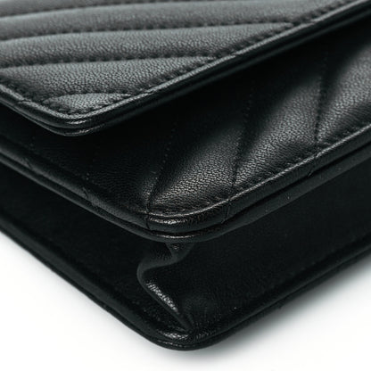 Chanel Sheepskin Chevron Reissue Wallet On Chain WOC So Black 10 of 12