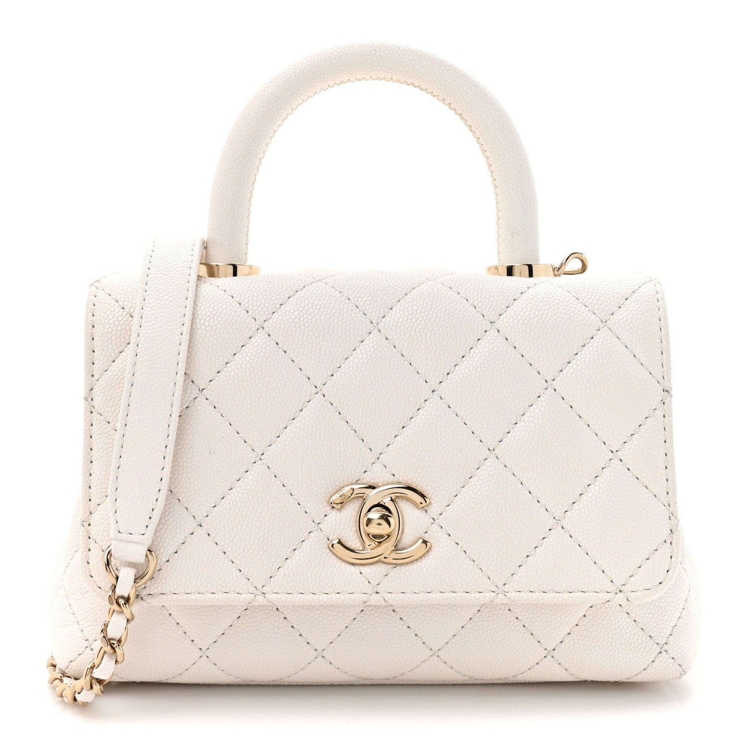 Chanel Caviar Quilted Extra Mini Coco Handle Flap White 1 of 14