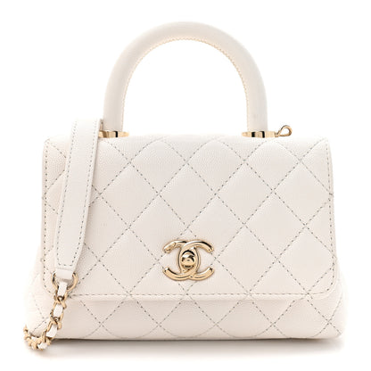 Chanel Caviar Quilted Extra Mini Coco Handle Flap White 1 of 14