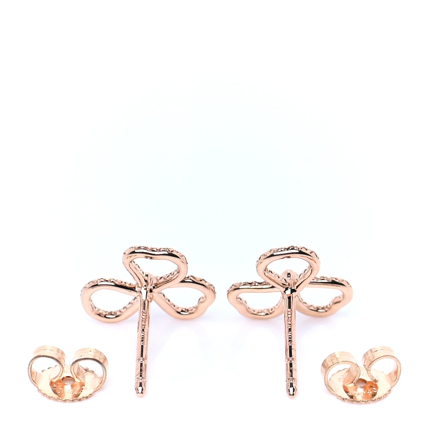 Tiffany 18K Rose Gold Diamond Paper Flowers Open Flower Earrings 3 of 5