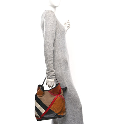 Burberry Grainy Calfskin Suede Canvas Mega Check Patchwork Medium Ashby Hobo Multicolor 2 of 10