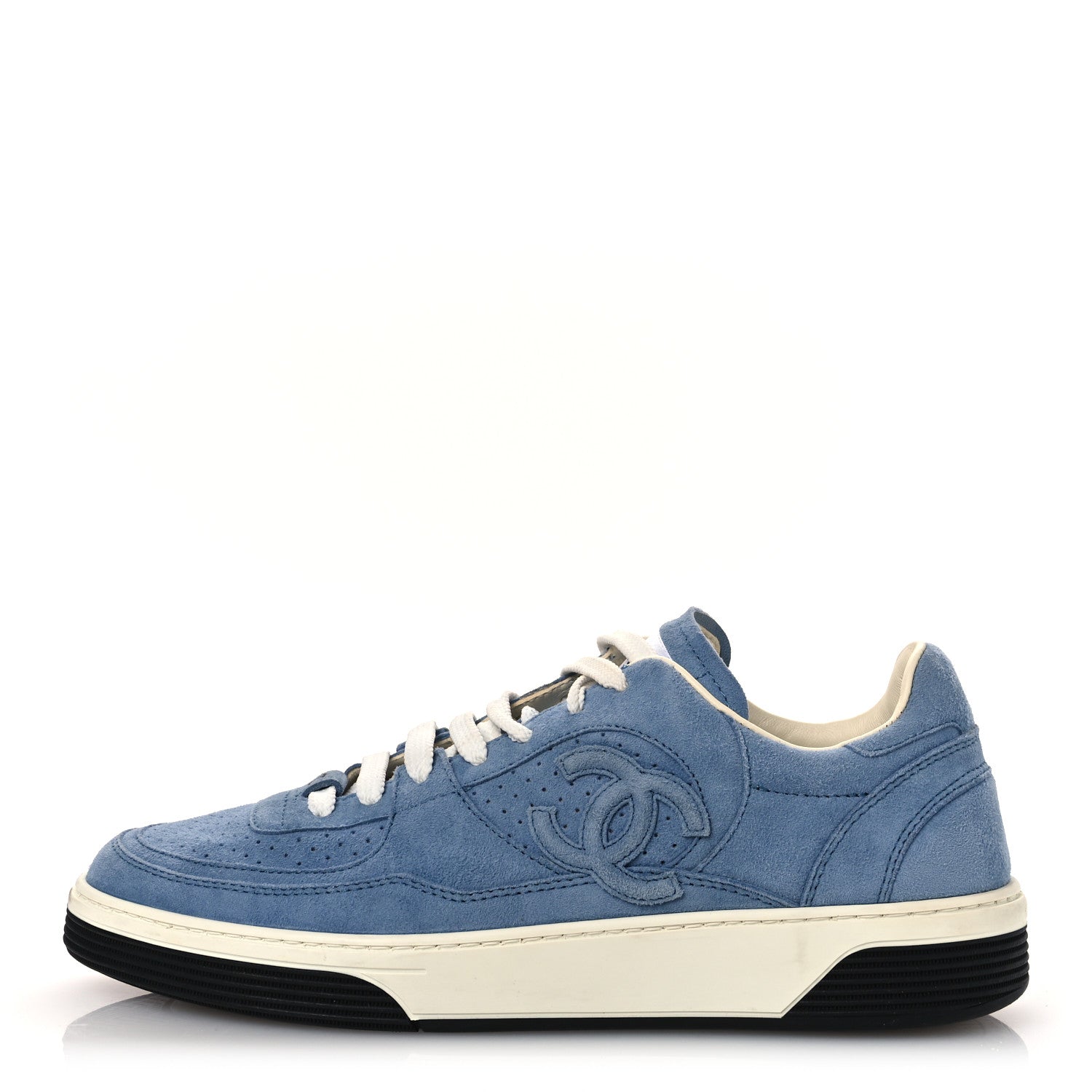 Chanel Suede Calfskin Womens CC Sneakers 40 Blue 1 of 10
