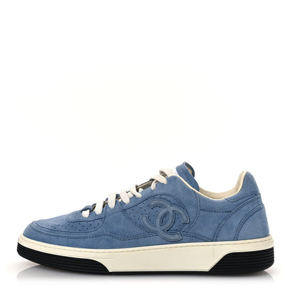 Chanel Suede Calfskin Womens CC Sneakers 40 Blue 1 of 10