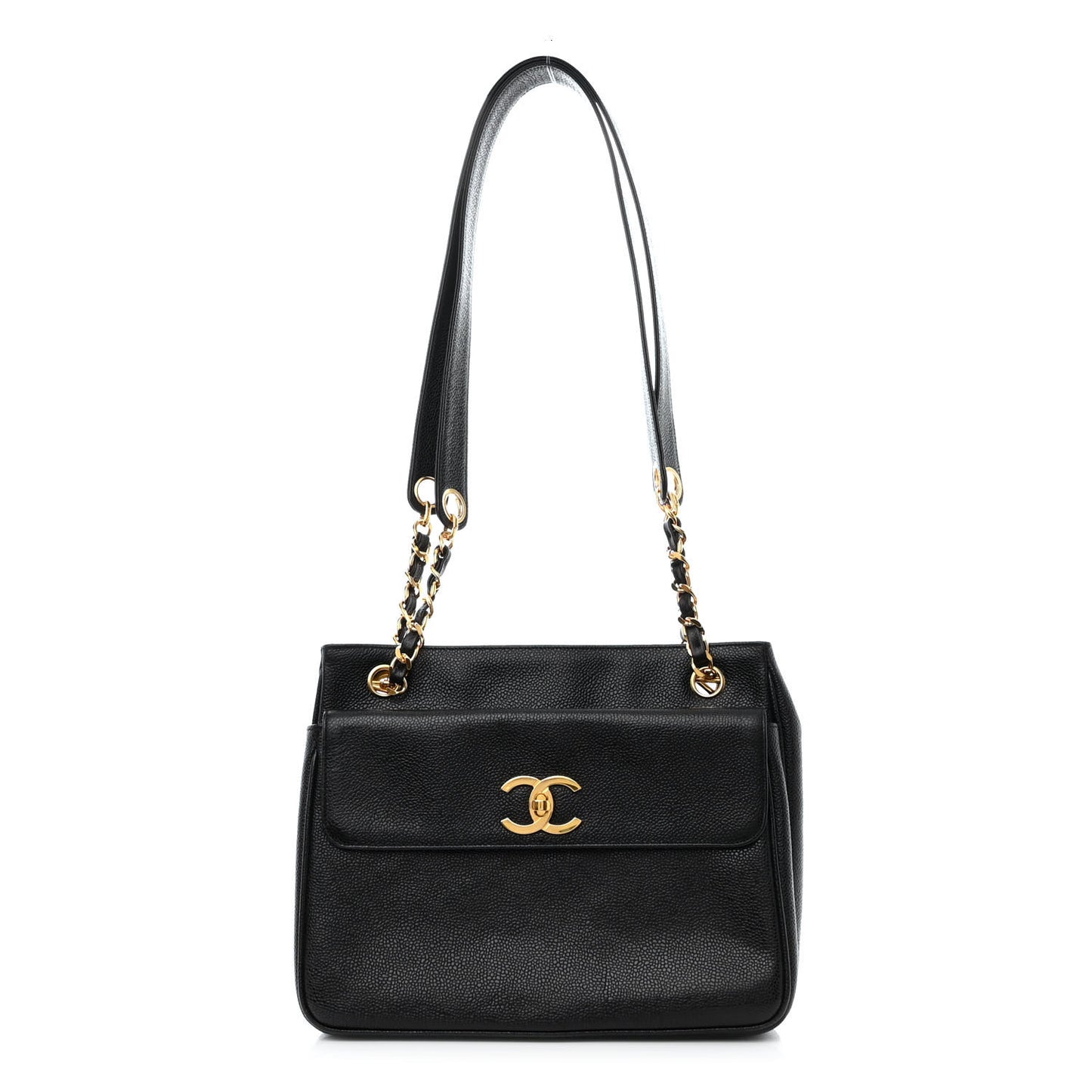 Caviar Flap Shoulder Bag Black