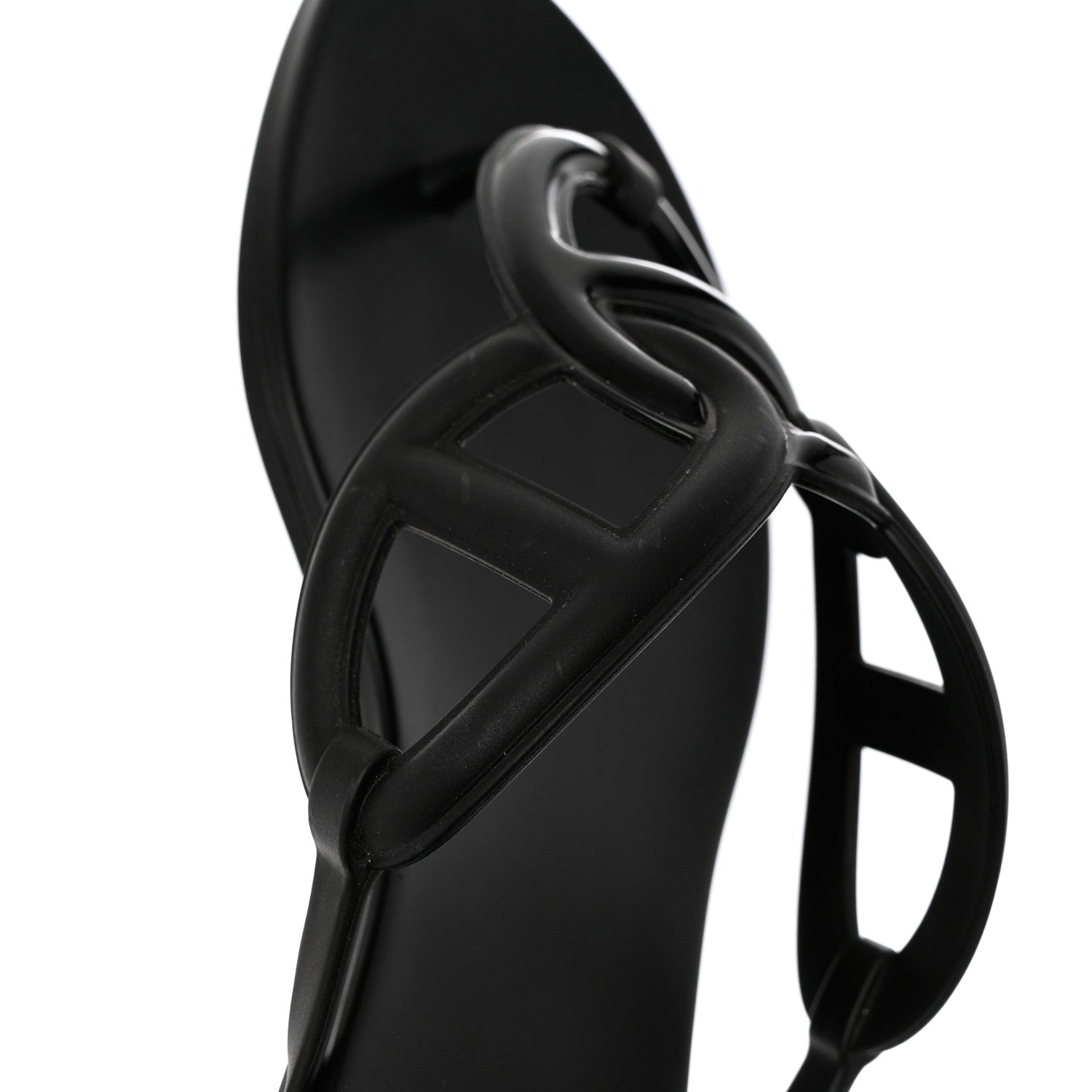 Hermes Rubber Womens Egerie Sandals 38 Black 9 of 11