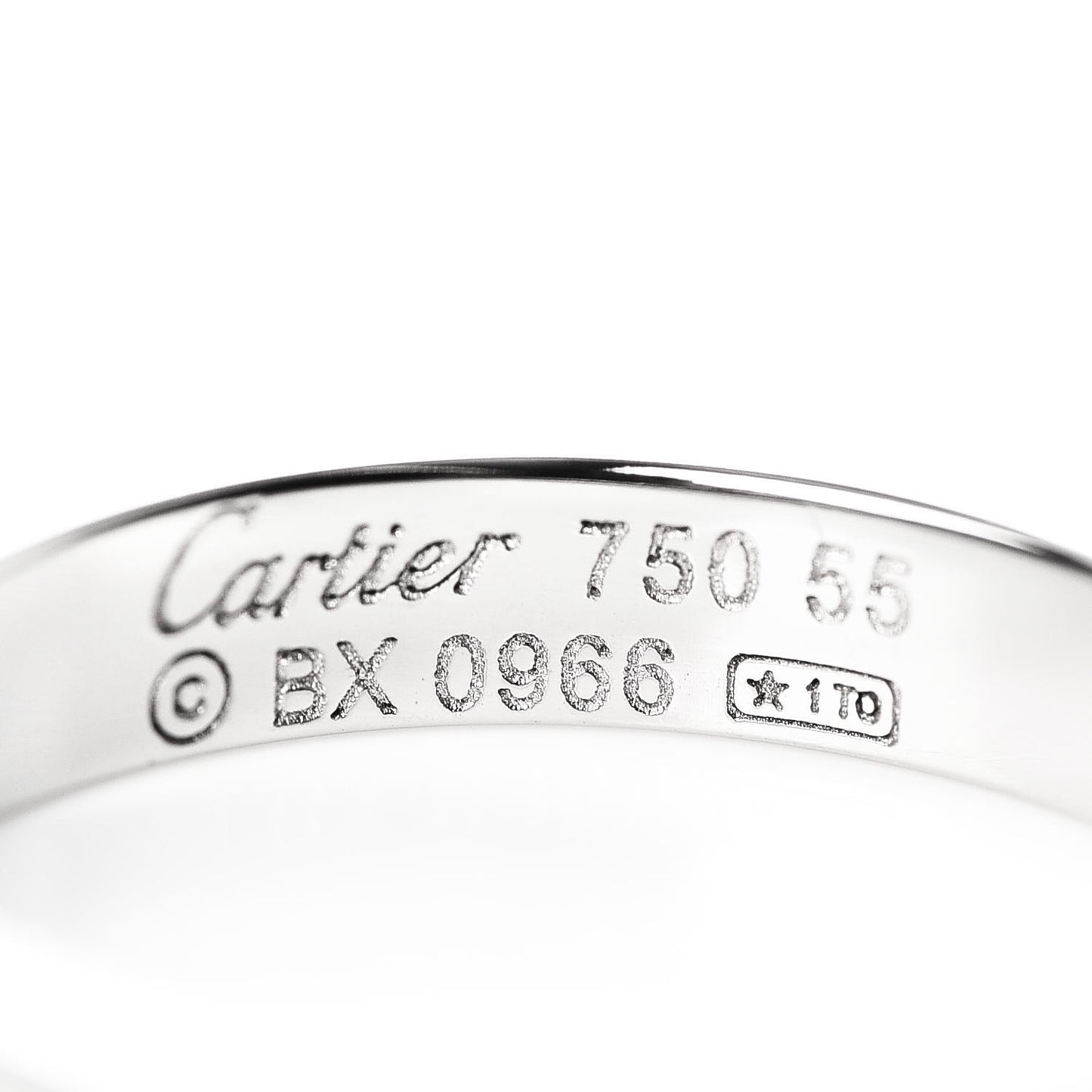 18K White Gold 3.5mm LOVE Wedding Band Ring 55 7.25
