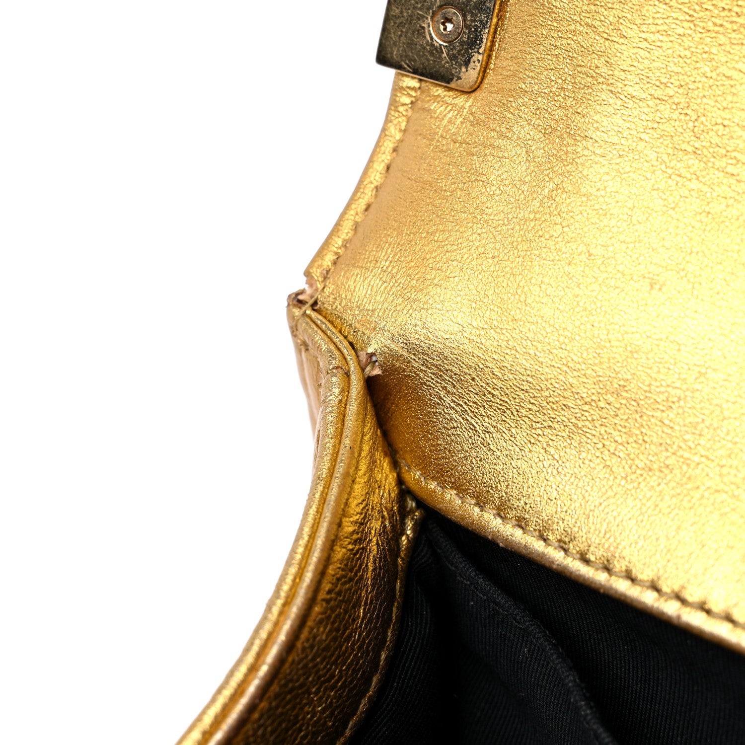 Chanel Metallic Patent Calfskin Quilted Medium Boy Flap Gold 12 of 19