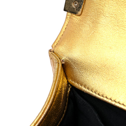 Chanel Metallic Patent Calfskin Quilted Medium Boy Flap Gold 12 of 19