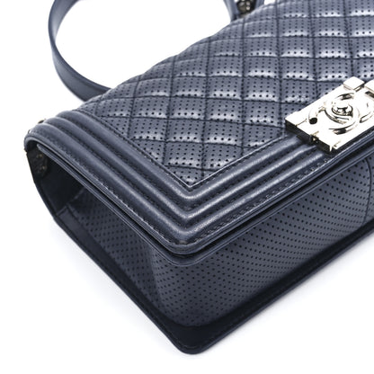 Chanel Lambskin Perforated Medium Boy Flap Navy 10 of 11