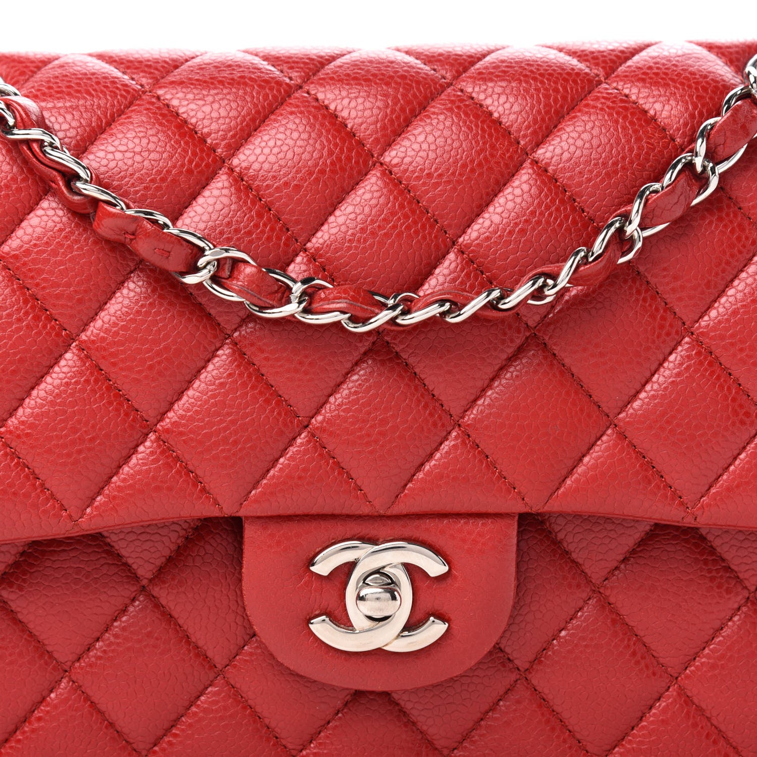 Chanel Caviar Quilted Medium Double Flap Red 16 of 17