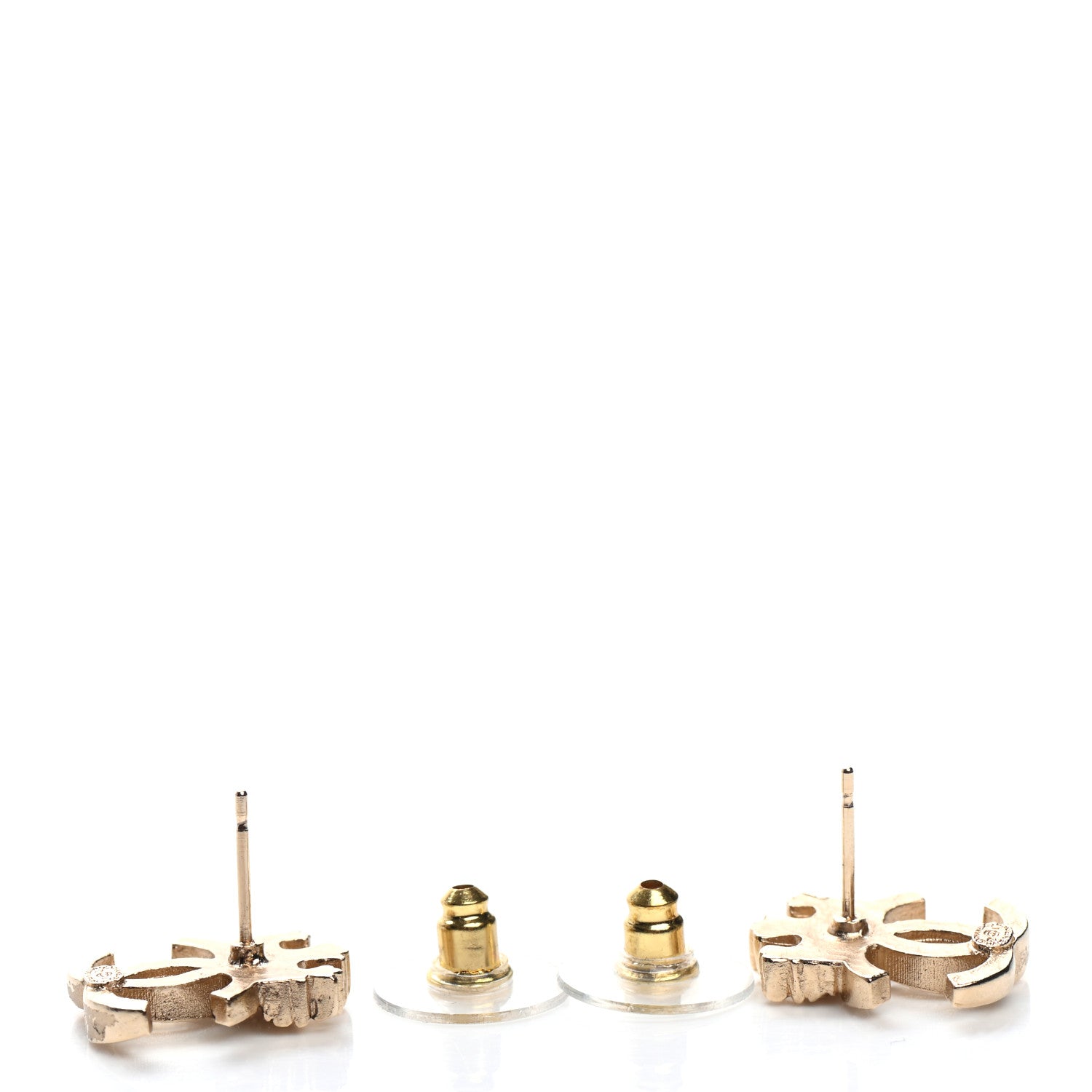 Chanel Crystal CC Crown Earrings Gold 3 of 5