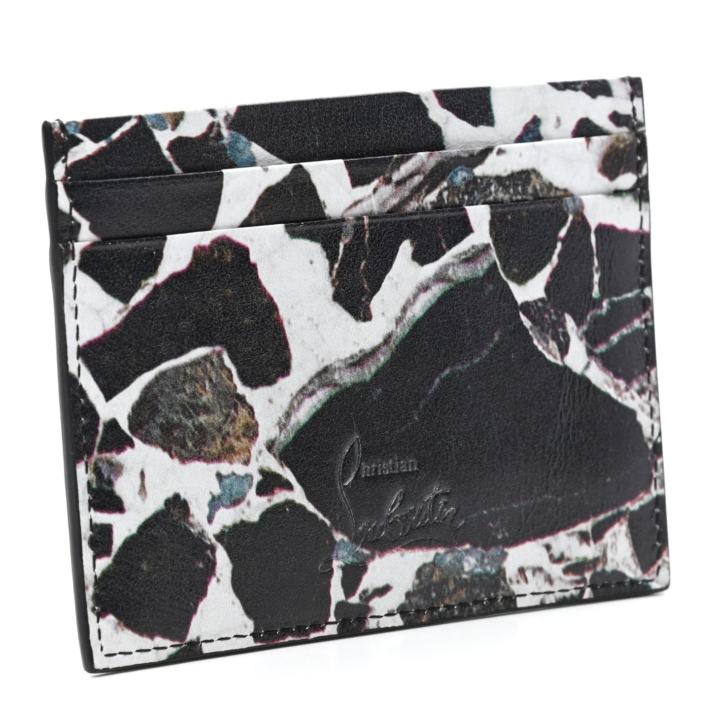 Calfskin Print Studded Card Holder