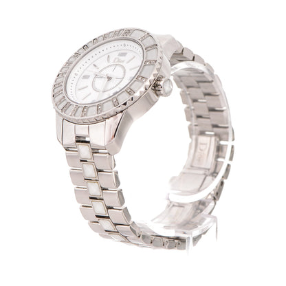 Christian Dior Stainless Steel Diamond Sapphire 33mm Christal Quartz Watch White 3 of 9