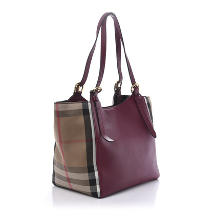 Burberry Grainy Calfskin House Check Small Canterbury Tote Berry Pink 3 of 9