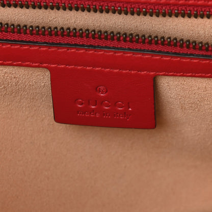Gucci Calfskin Matelasse Sylvie Web Small GG Marmont Top Handle Shoulder Bag Hibiscus Red 6 of 9